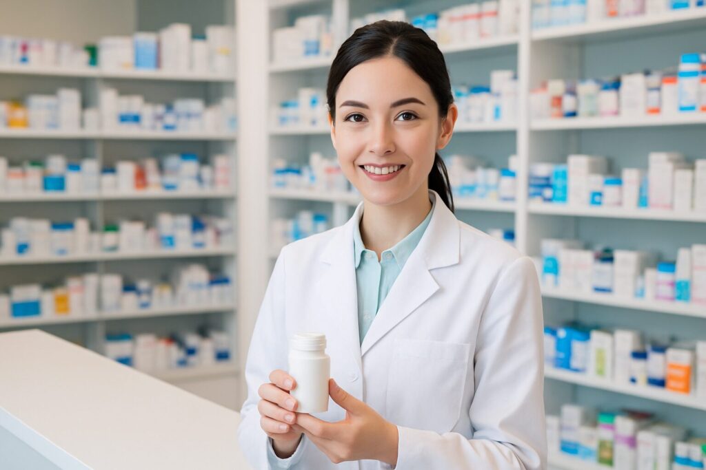 調剤薬局で働く薬剤師の女性｜薬剤師の転職先の一例