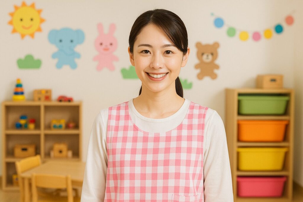 子どもと触れ合う保育士の女性｜保育士の転職イメージ